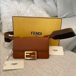 FENDI Flat Baguette Leather Crossbody